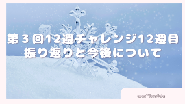 2026年01月11日第３回12週チャレンジ12週目振り返りと今後について